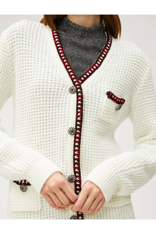 Melis Ağazat X - Button Detailed V-Neck Pocket Knit Cardigan - 11