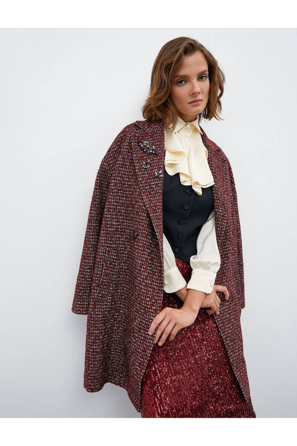 Melis Ağazat x Koton - Oversized Coat with Brooch Detail - 2