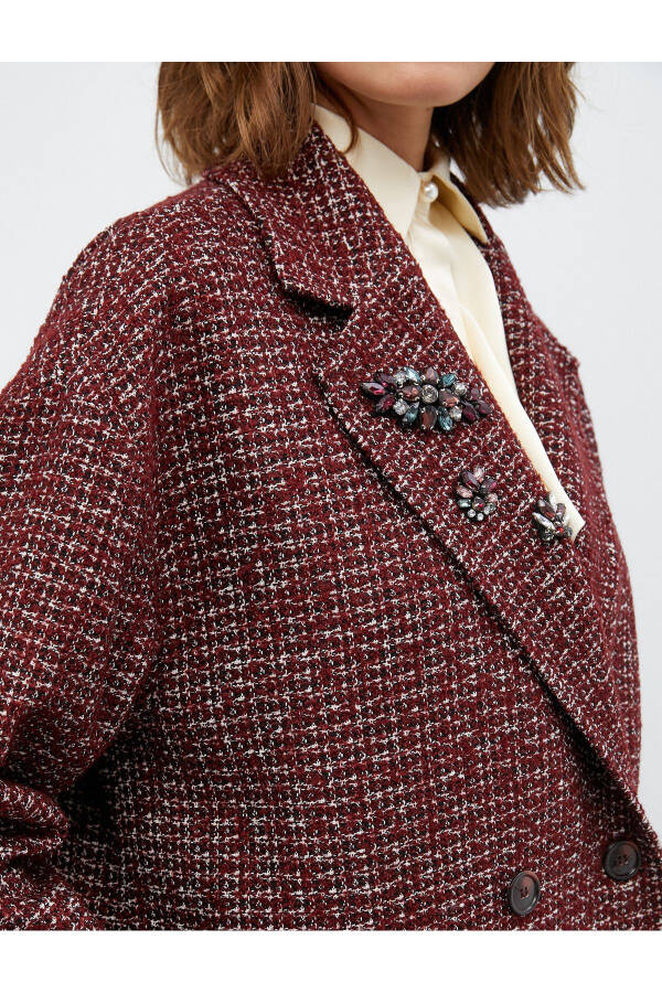 Melis Ağazat x Koton - Oversized Coat with Brooch Detail - 5