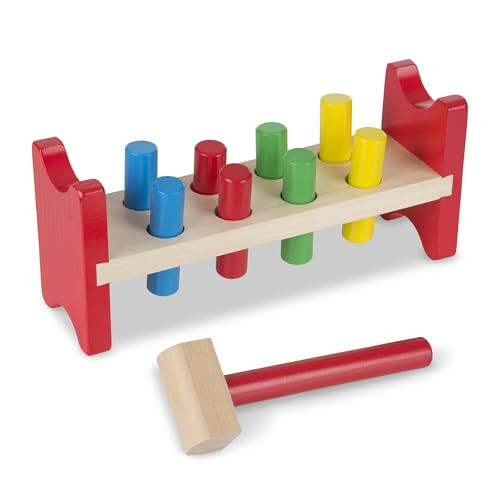 Melissa & Doug Deluxe Wooden Pound-A-Peg Toy With Hammer - FSC Certified - 37