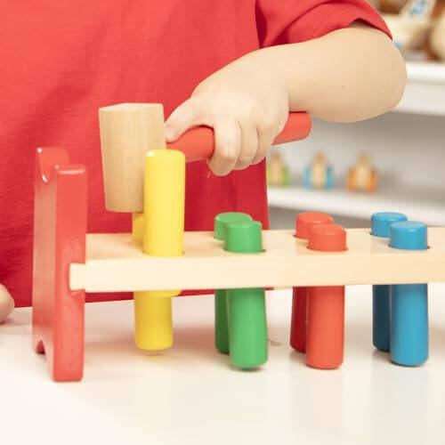 Melissa & Doug Deluxe Wooden Pound-A-Peg Toy With Hammer - FSC Certified - 42