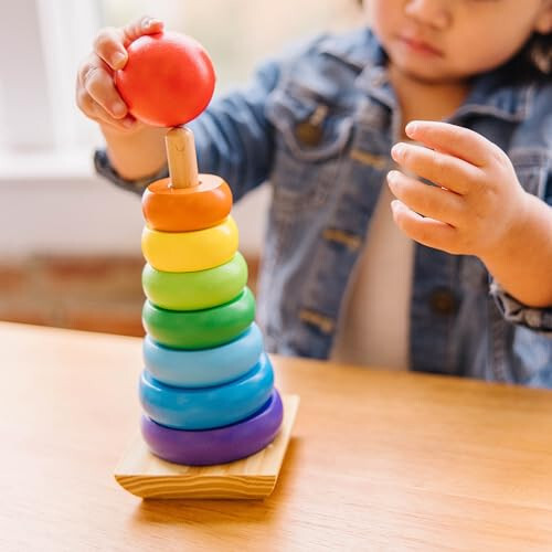 Melissa & Doug Gökkuşağı Yığılma Ahşap Halka Eğitim Oyuncağı - Ahşap Gökkuşağı Yığılma Halkaları Bebek Oyuncağı, Bebekler ve Yürümeye Başlayan Çocuklar İçin Yığılma Oyuncakları - 23