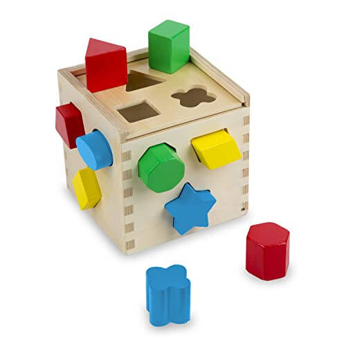 Melissa & Doug Shape Sorting Cube - Classic Wooden Toy With 12 Shapes - 31