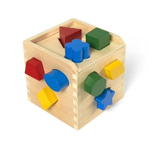 Melissa & Doug Shape Sorting Cube - Classic Wooden Toy With 12 Shapes - 4