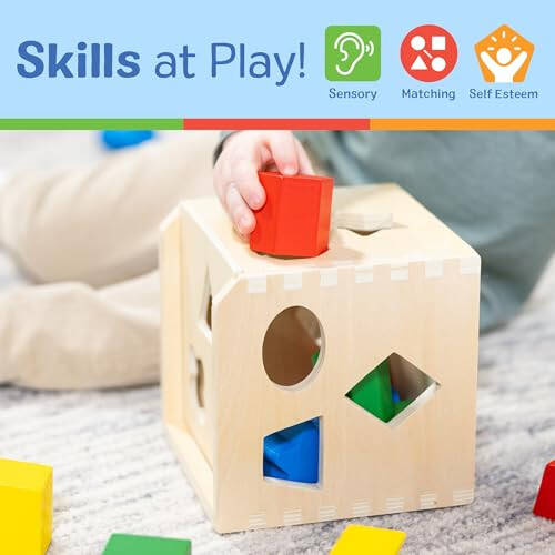 Melissa & Doug Shape Sorting Cube - Classic Wooden Toy With 12 Shapes - 5