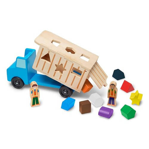 Melissa & Doug Shape-Sorting Wooden Dump Truck Toy With 9 Colorful Shapes and 2 Play Figures Wooden Vehicle Toys, Shape Sorter Toys For Toddlers Ages 2+ - 31