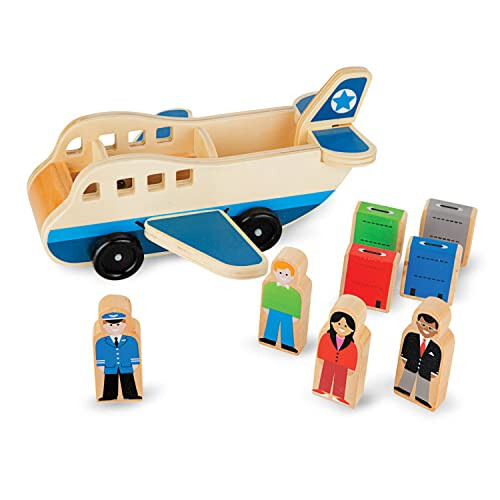 Melissa & Doug Wooden Airplane Play Set With 4 Play Figures and 4 Suitcases - Toy Airplane For Toddlers, Classic Wooden Toys For Kids - 37