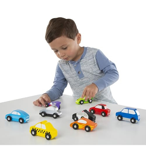 Melissa & Doug Wooden Cars Vehicle Set in Wooden Tray - Toys For Toddlers And Kids Ages 3+ - 33