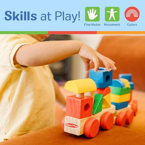 Melissa & Doug Yığılabilir Tren - Klasik Ahşap Oyuncak (18 parçalı) - Tren Seti, Ahşap Sıralama & Yığma Oyuncaklar 2 Yaş ve Üzeri Çocuklar İçin, Çok Renkli - 35