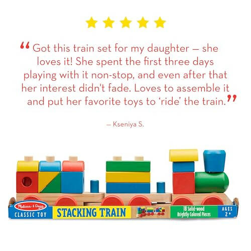 Melissa & Doug Yığılabilir Tren - Klasik Ahşap Oyuncak (18 parçalı) - Tren Seti, Ahşap Sıralama & Yığma Oyuncaklar 2 Yaş ve Üzeri Çocuklar İçin, Çok Renkli - 6