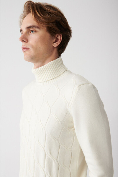 Men Ecru Knit Sweater - 3