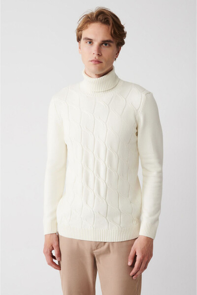 Men Ecru Knit Sweater - 4