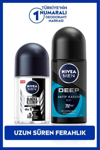 Men Erkaklar uchun roll-on dezodorant Deep Beat 50ml va Mini Roll-on Black&white Original 25ml - 8