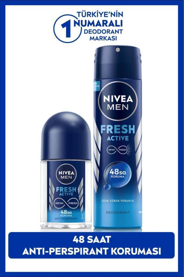 MEN Erkek Sprey Deodorant Fresh Active 150ml, Mini Roll-on Fresh Active 25ml, 48 Saat Ter Koruması - 2