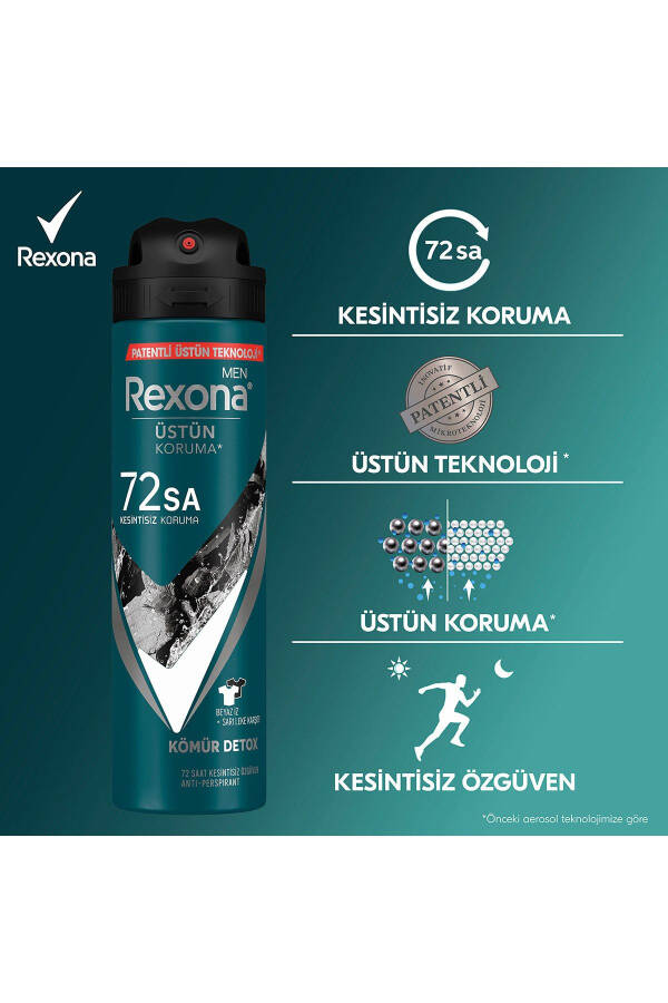 Men Erkek Sprey Deodorant Kömür Detox 72 Saat Kesintisiz Üstün Koruma 150 ml X3 - 6