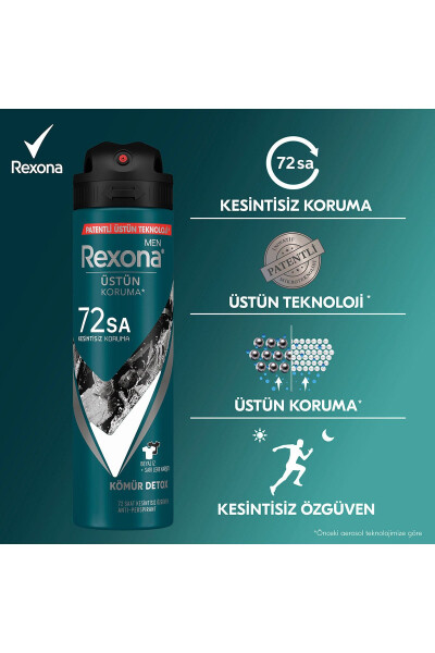 Men Erkek Sprey Deodorant Kömür Detox 72 Saat Kesintisiz Üstün Koruma 150 ml X3 - 6