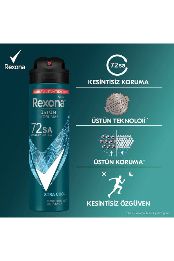 Men Erkek Sprey Deodorant Xtra Cool 72 Saat Kesintisiz Üstün Koruma 150 ml X3 - 6