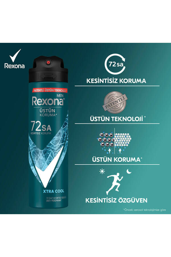 Men Erkek Sprey Deodorant Xtra Cool 72 Saat Kesintisiz Üstün Koruma 150 ml X3 - 30