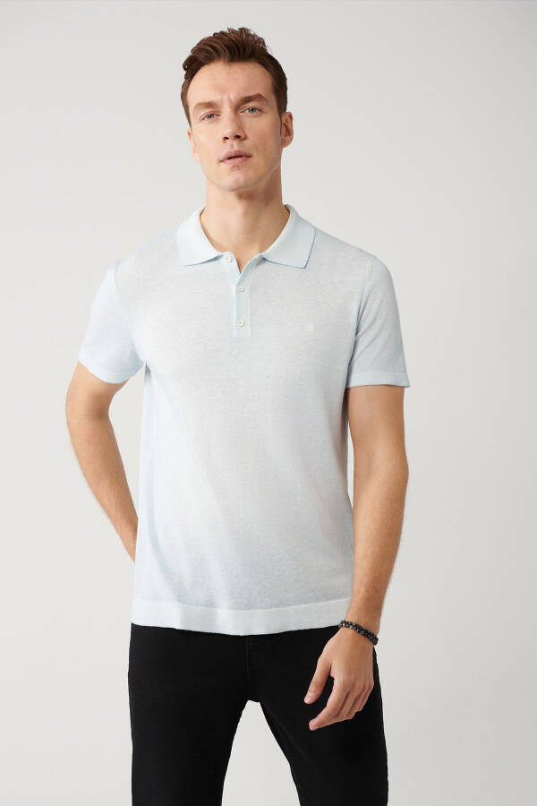 Men Light Blue Polo - 6