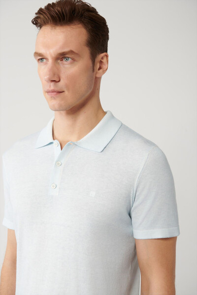 Men Light Blue Polo - 7