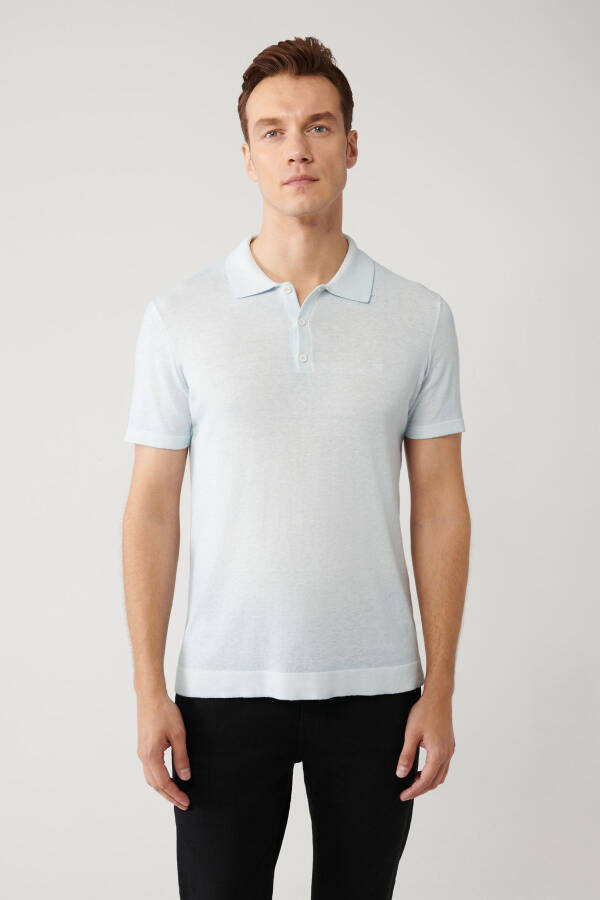 Men Light Blue Polo - 8