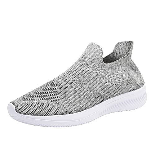 Men-Trainers Tennis Shoes Gentlemen Shoes Summer Lightweight Comfort Shoes Non Slip Casual Running Shoes for Men Working (Grey, 8) - 1