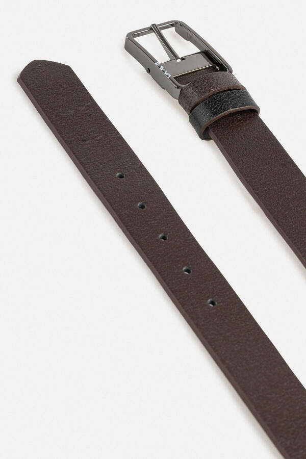 Men's 100% leather belt, black-brown, double-sided, floater pattern A41Y9310. - 2