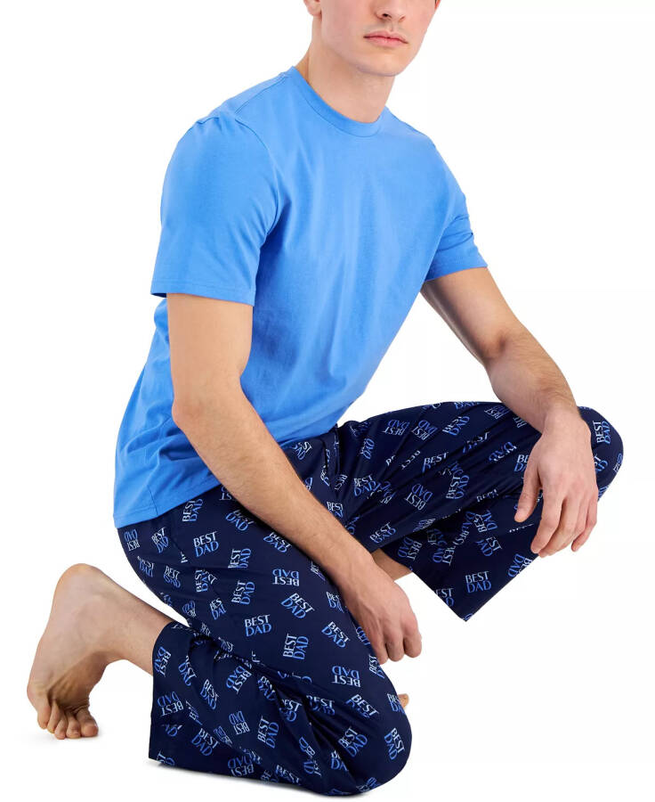 Men's 2-Pc. Solid T-Shirt & Best Dad Printed Pajama Pants Set, Created for Macy's Fday Set - 4