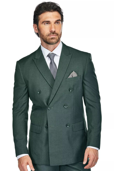 Men's 2-Piece Slim Fit Double Breasted Suit Hunter green - 2