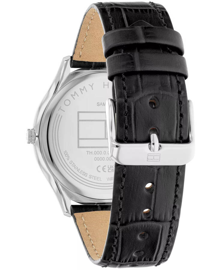 Men's 2H Black Leather Strap Watch 43mm Black - 3