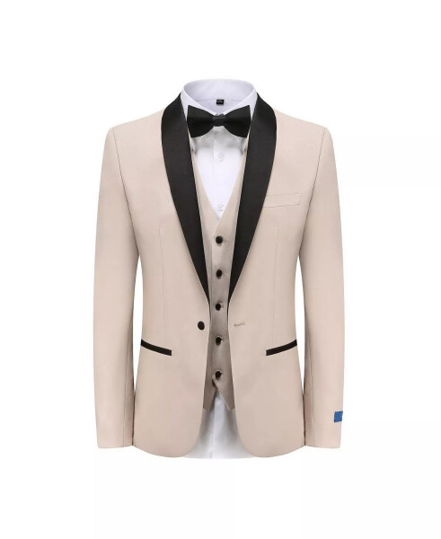 Men's 3-Piece Slim Fit Shawl Lapel Tuxedo Light beige - 1