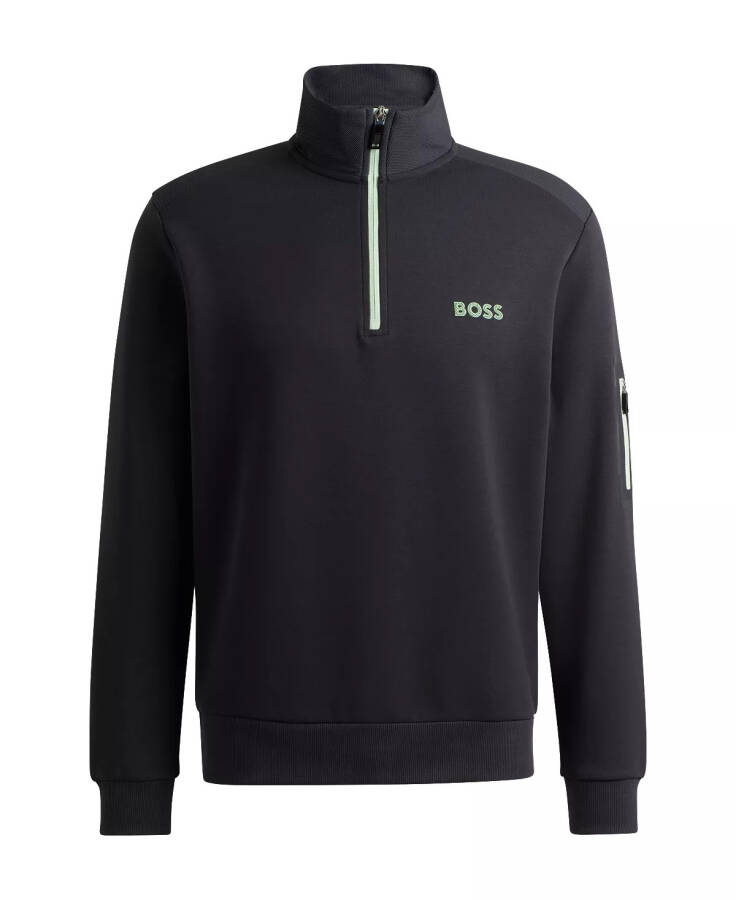 Men's 3D-Moulded Logo Zip-Neck Sweatshirt Charcoal - 4