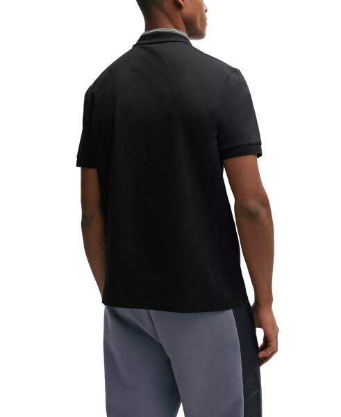 Men's 3D-Stripe Collar Regular-Fit Polo Shirt Black - 6