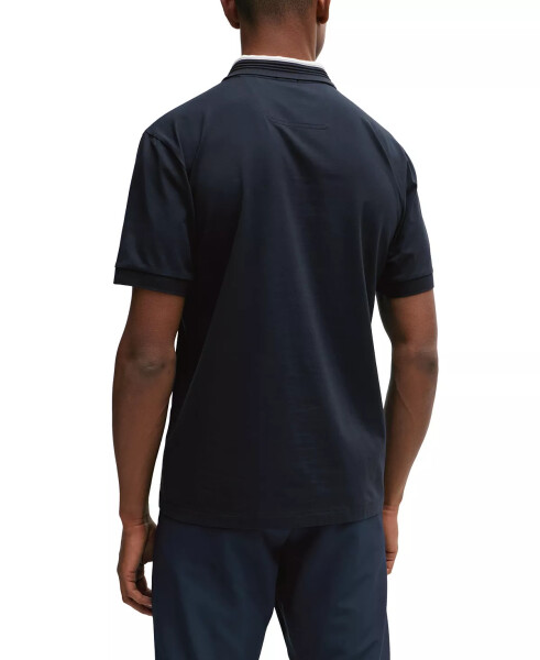 Men's 3D-Stripe Collar Regular-Fit Polo Shirt Dark Blue - 6