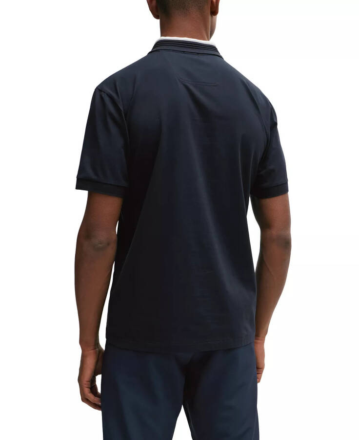 Men's 3D-Stripe Collar Regular-Fit Polo Shirt Dark Blue - 6