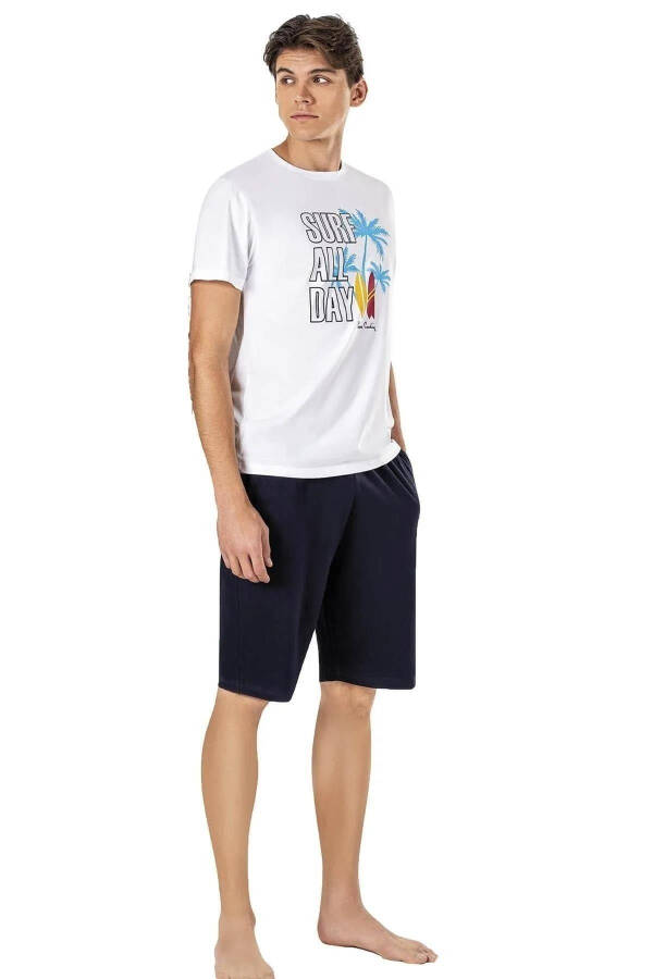 Men's 6009 Cotton Summer Short Sleeve Shorts T-Shirt Set - 1