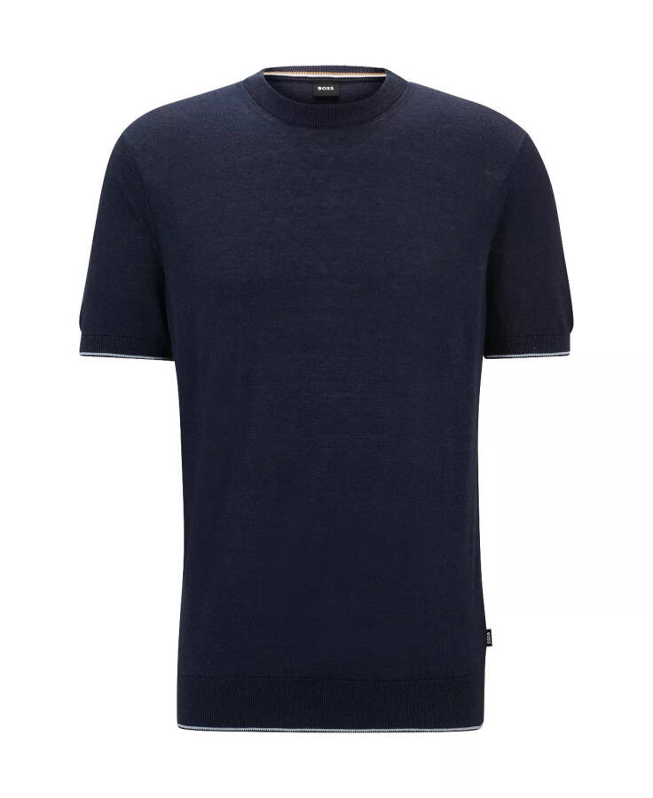 Men's Accent Tipping Regular-Fit Sweater Dark Blue - 4