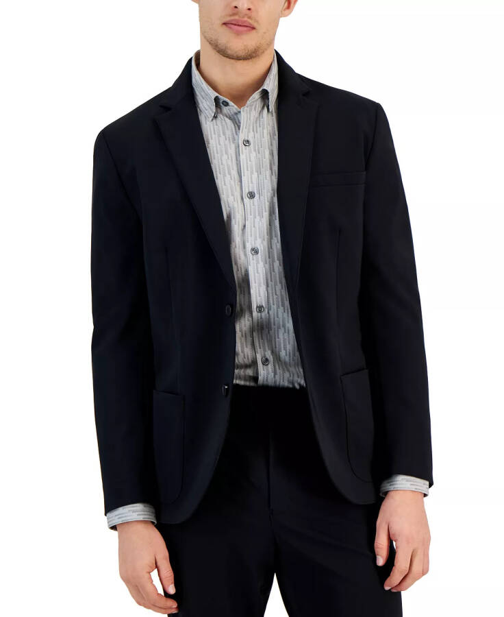 Men's Alfatech Notch Lapel Patch Pocket Blazer, Created for Macy's Deep Black - 1