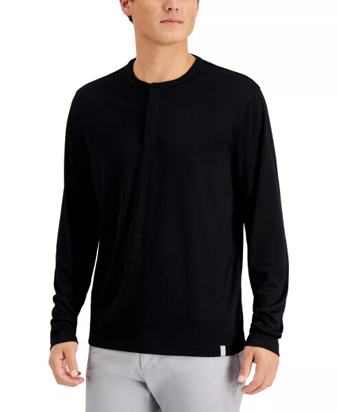 Men's Alfatech Solid Henley, Created for Modazone Deep Black - 5