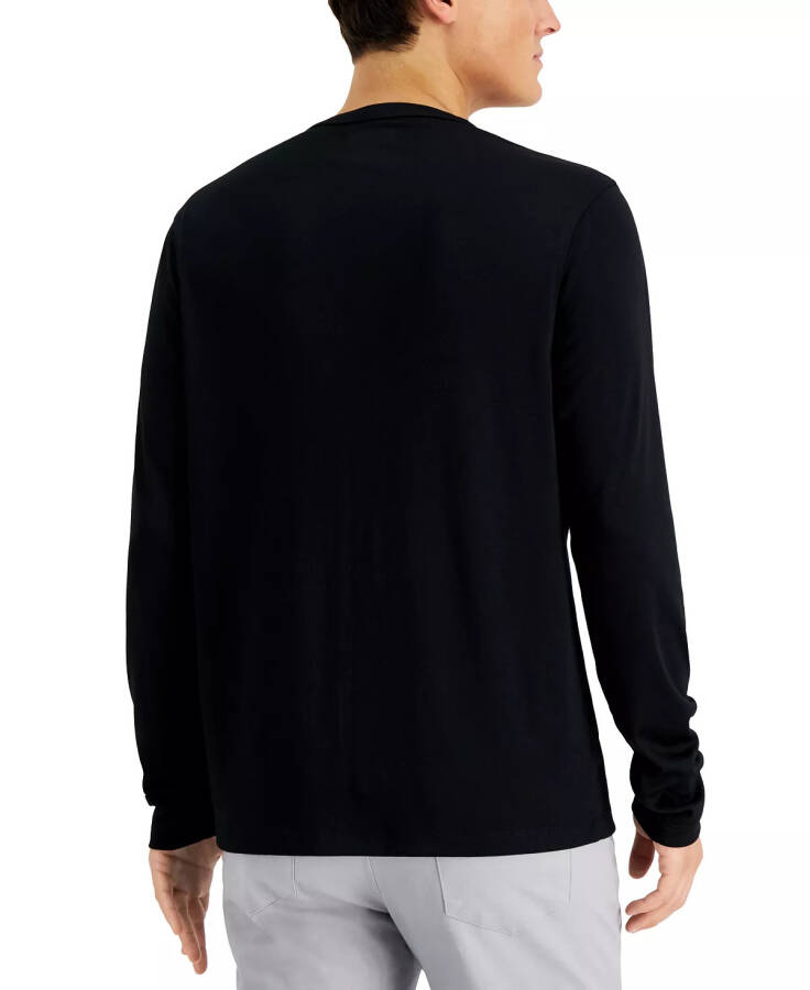 Men's Alfatech Solid Henley, Created for Modazone Deep Black - 6