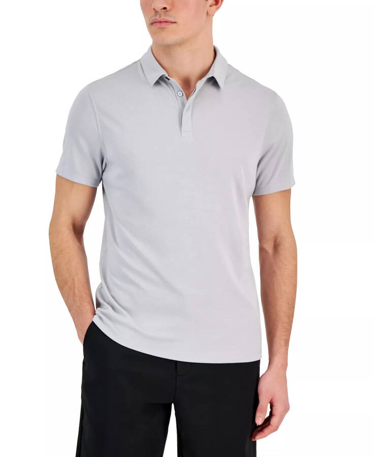 Men's AlfaTech Stretch Solid Polo Shirt, Created for Modazone Grey Fog - 1