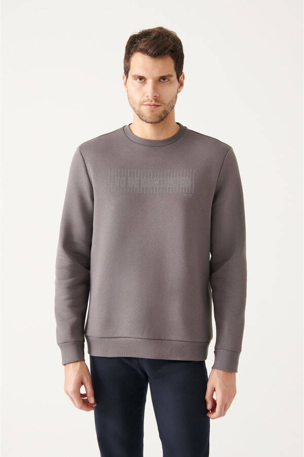 Men's Anthracite Crewneck Fleece Sweatshirt - 1