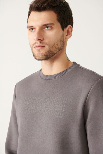 Men's Anthracite Crewneck Fleece Sweatshirt - 2