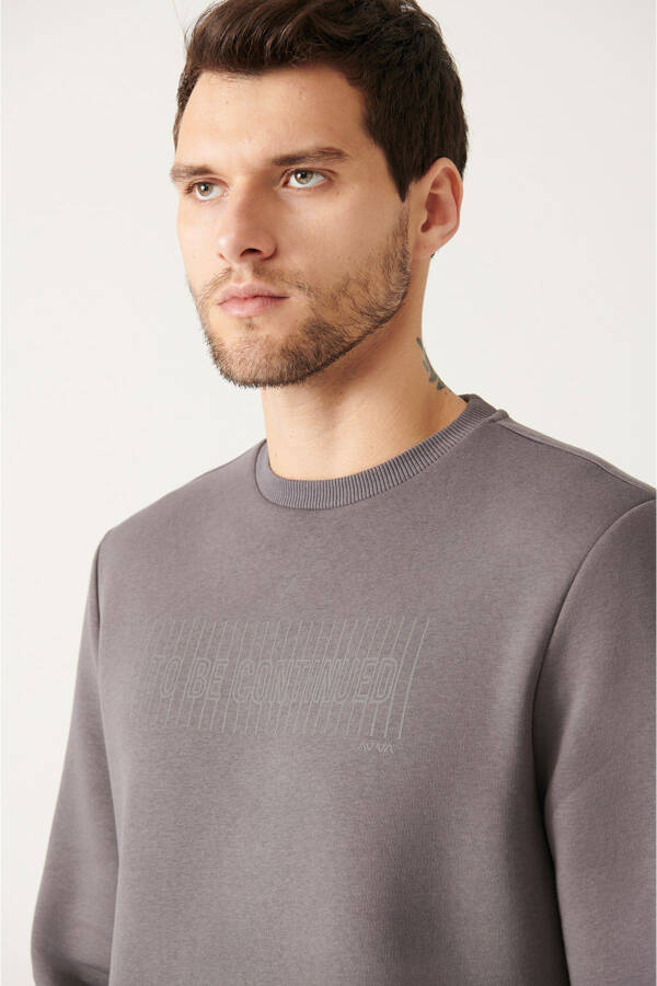 Men's Anthracite Crewneck Fleece Sweatshirt - 2