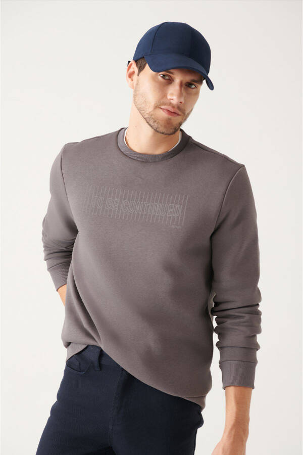 Men's Anthracite Crewneck Fleece Sweatshirt - 3