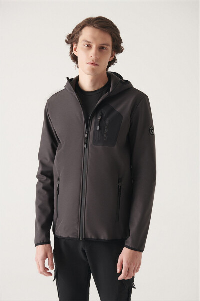 Men's Anthracite Hooded Jacket - 6