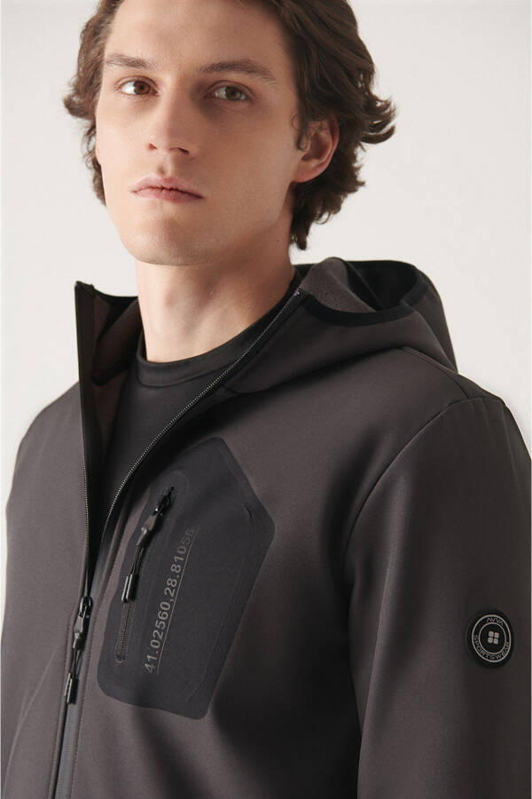 Men's Anthracite Hooded Jacket - 7