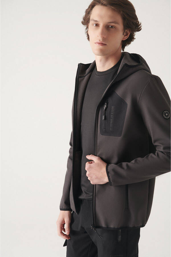 Men's Anthracite Hooded Jacket - 8