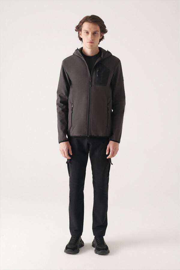 Men's Anthracite Hooded Jacket - 5