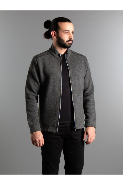 Men's Anthracite Knitted Cardigan - 1